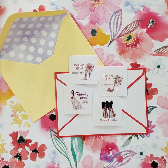 x100 Unique Fashion Girl Thank You Posh Stickers Seals - Picture 3 of 13